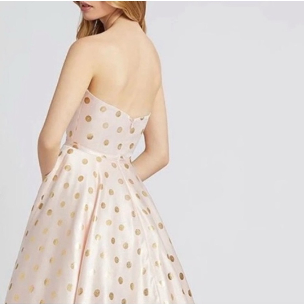NEW MAC DUGGAL SZ 12 LIGHT PINK POLKA DOTS BALL GOWN WITH POCKETS - Picture 4 of 9